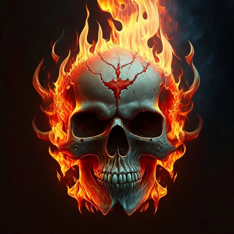 fiery skull