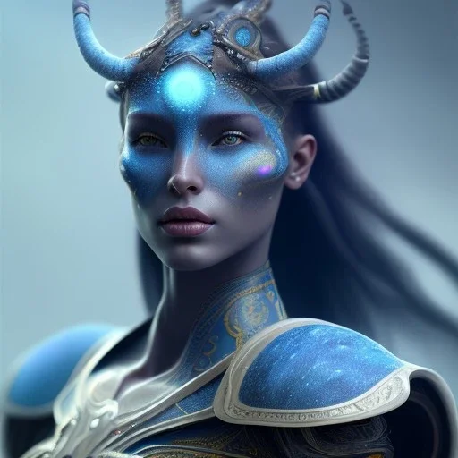 portriate of beautiful blue na'vi warrior, istrice, volumetric lighting, particals, intricate detail,realistc, close up