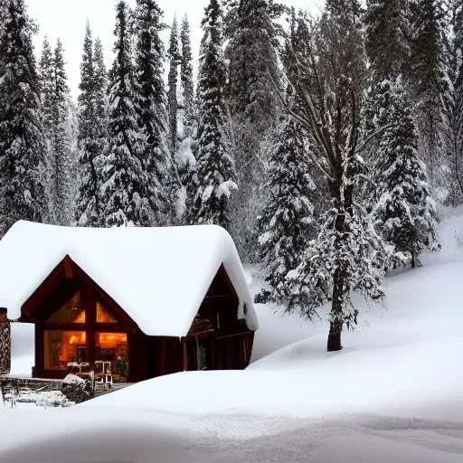 December outside snow wilderness cozy house