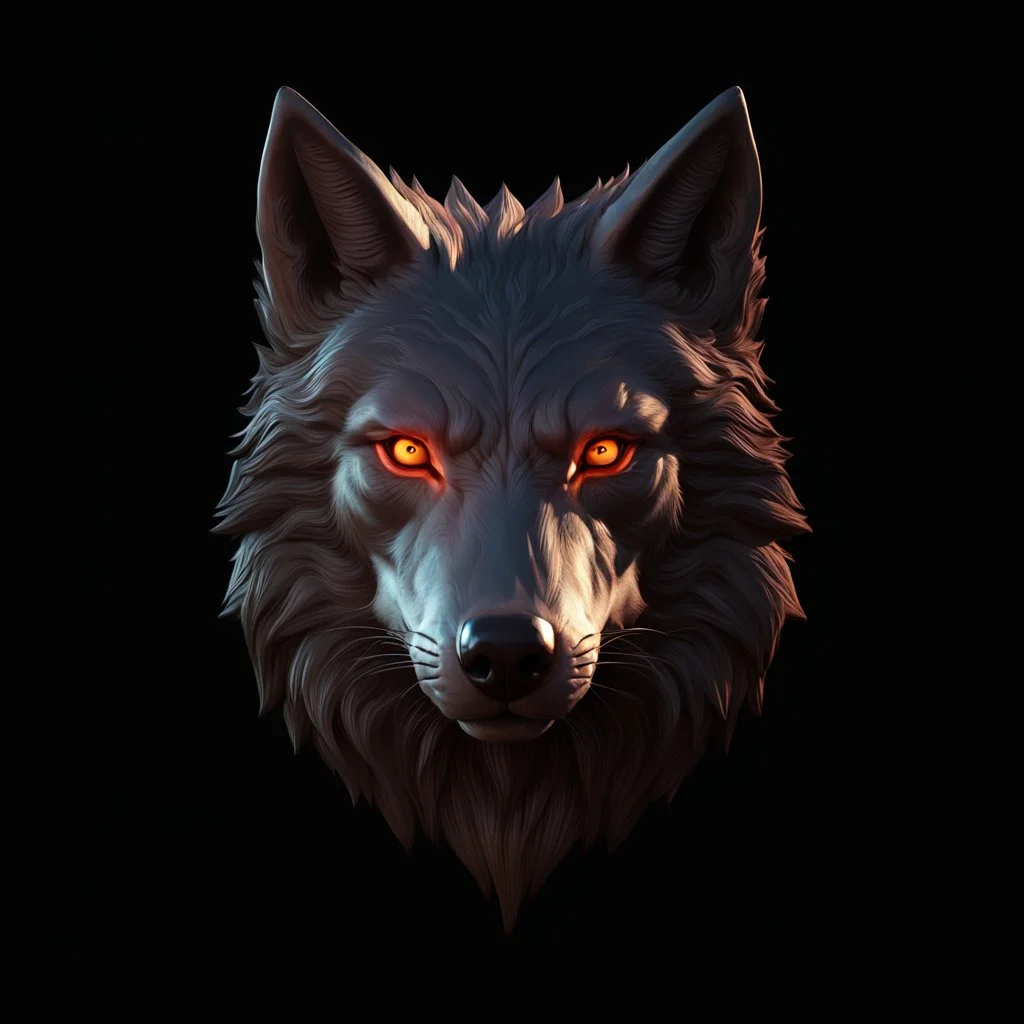 image of a large wolfs head. 4k. Photorealistic. Urban fantasy