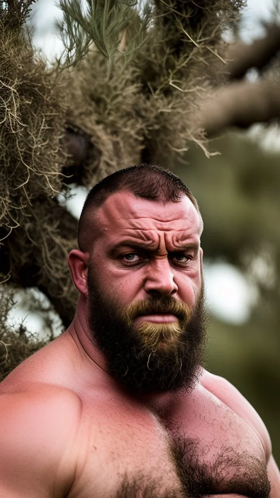 back portrait photography of a marocan ugly angry dirty burly stocky chubby farmer 31 years old, bullneck, strong arms, big belly, very sweat, long beard, very angry, angry eyes, near an olive tree , in the Italian countryside , September sun, ambient occlusion, DSLR, cinematic shot, hyper detailed photography, photorealistic, 50mm lens , strong side light, back view