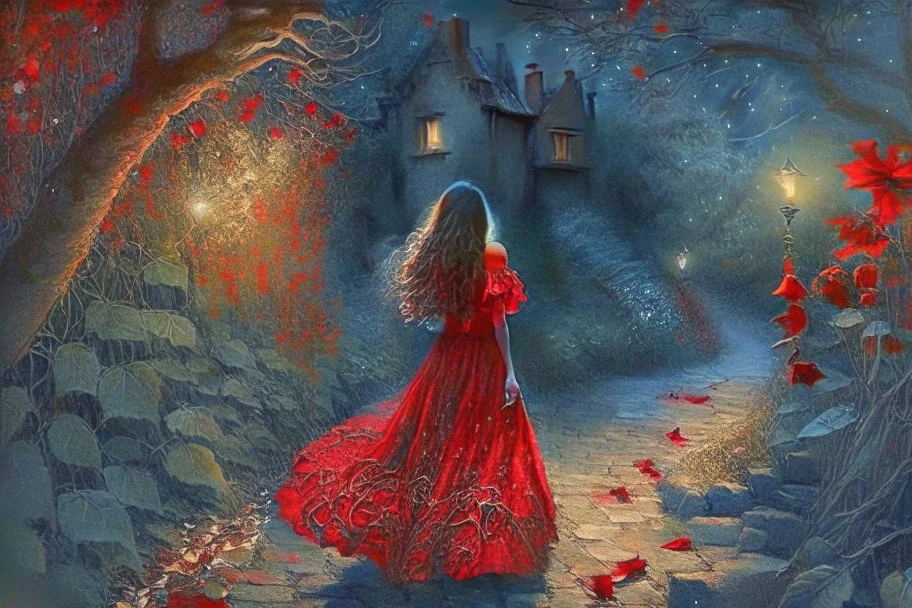 As she wear red dress walked along the cobblestone path, Lily discovered that the night held a secret enchantment. Moonbeams danced through the leaves, casting ethereal shadows on the ground. The nocturnal creatures serenaded her with their melodic songs, and the scent of wildflowers filled the air