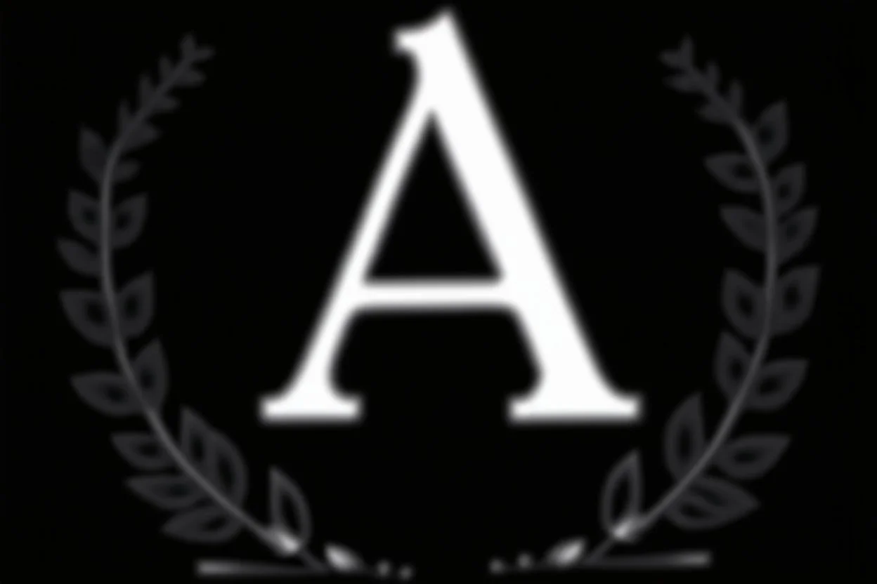2 branches(crossed at bottom, arching wreaths), Letter A in Middle, light white vector on black background