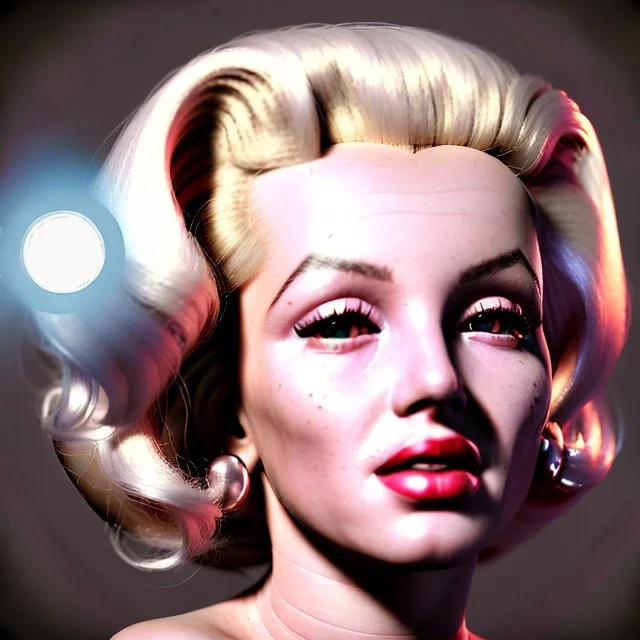 Realistic image portrait, sweet Marylin Monroe, blonde woman, grunge style, long hair, glow eyes, highly detailed, unreal engine 5, ray tracing, RTX, lumen lighting, ultra detail, volumetric lighting, 3d, finely drawn, high definition, high resolution.