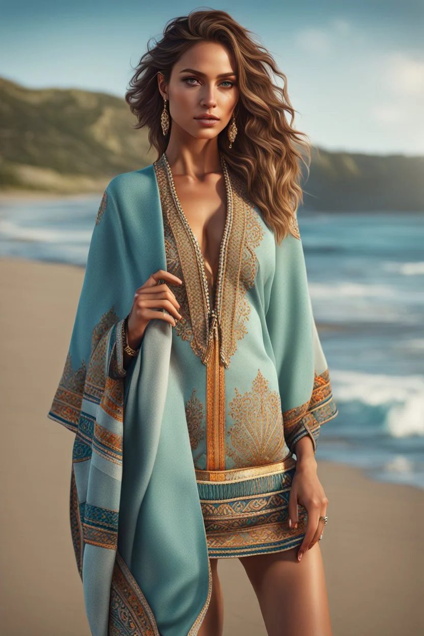 full body Portrait of an exotic beautiful caucasian woman wearing trendy clothing at a beach, perfect detailed face, detailed symmetric hazel eyes with circular iris, realistic, stunning realistic photograph, 3d render, octane render, intricately detailed, cinematic, trending on artstation, surfing in waving clear water, high definition, cinematic, neoprene, behance contest winner, portrait featured on unsplash, stylized digital art, smooth, ultra high definition, 8k, unreal engine 5, ultra sha