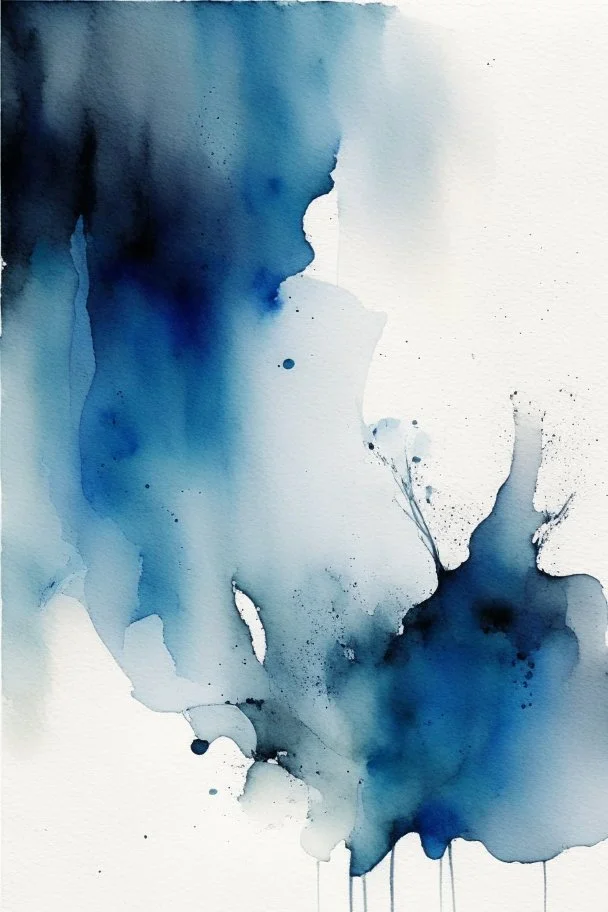 Abstract wet watercolour, grey blue