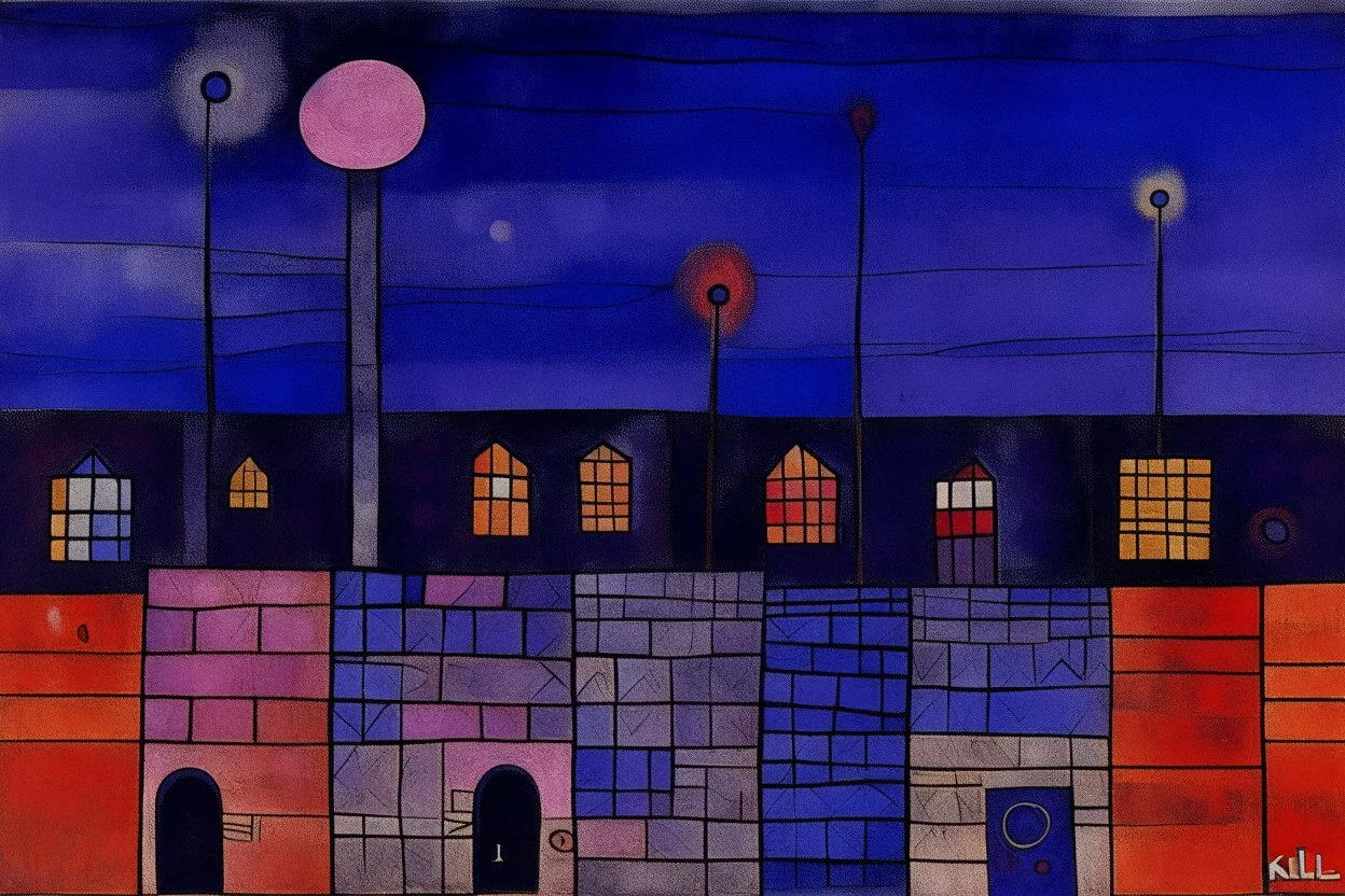 A dark purple paranormal penitentiary painted by Paul Klee