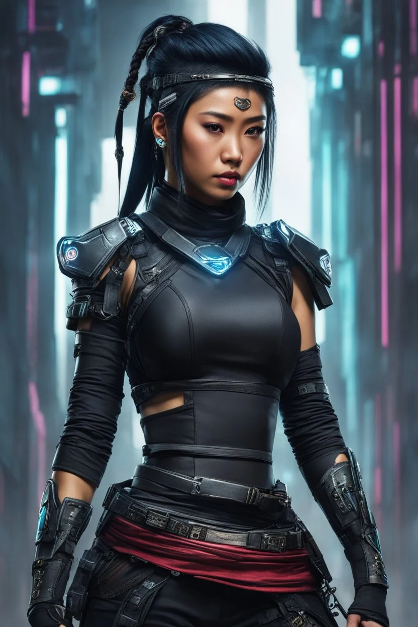 cyberpunk female Pribumi indonesia, ninja