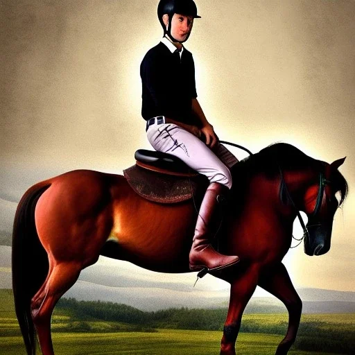 portrait of horse riding Michelangelo style