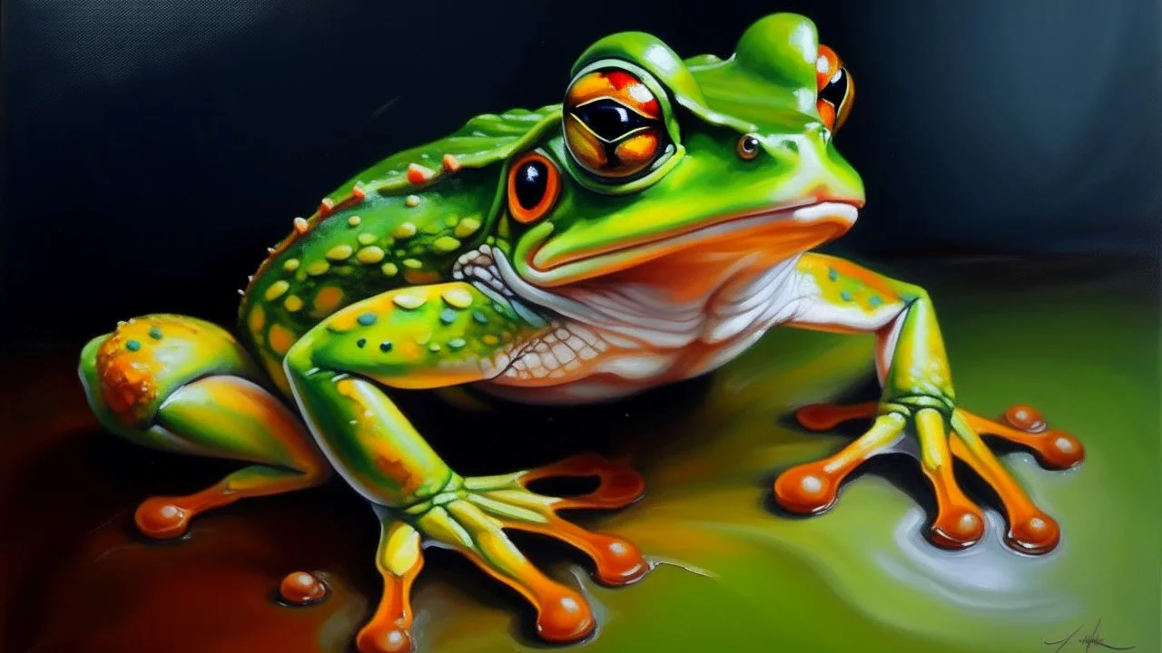 oil painting frog