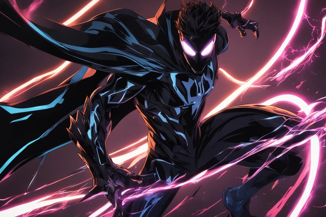 Miles in 8k solo leveling shadow artstyle, Crystal and Symbiote them, neon effect , magic circle, close picture, full body, apocalypse, intricate details, highly detailed, high details, detailed portrait, masterpiece,ultra detailed, ultra quality