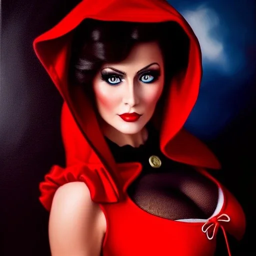 Ultra detailed fullbody Portrait in oil on canvas of Catherine Zata Jones as busty Red Riding Hood wearing minimal skintight suit,intense stare,wearing tight corset,extremely detailed digital painting, extremely detailed face,crystal clear Big eyes, mystical colors ,perfectly centered image, ,perfect composition, rim light, beautiful lighting,masterpiece,16k, stunning scene, raytracing, anatomically correct, in the style of robert e howard and Ken Kelley and Ohrai Noriyoshi and Simon Bisley