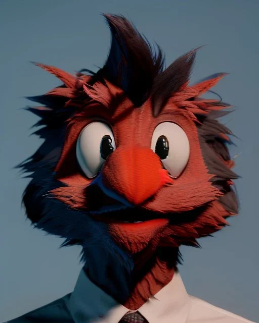 hybrid character, Elmo muppet head, man body, human arms and hands, Shirt and tie, concept art, smooth, unreal engine 5, god lights, ray tracing, RTX, lumen lighting, ultra detail, volumetric lighting, 3d, finely drawn, high definition, 4k.