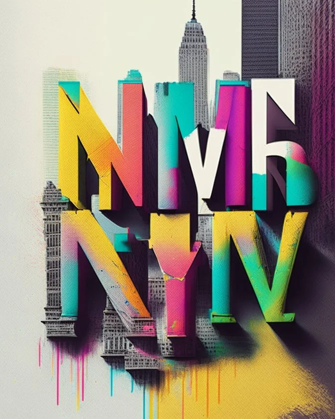 Writing New York in colour text