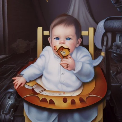 a baby in a fantasy card illustration, cartoon style