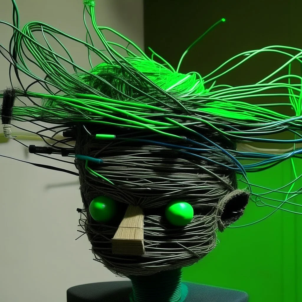 gir with hair made of ethernet cables