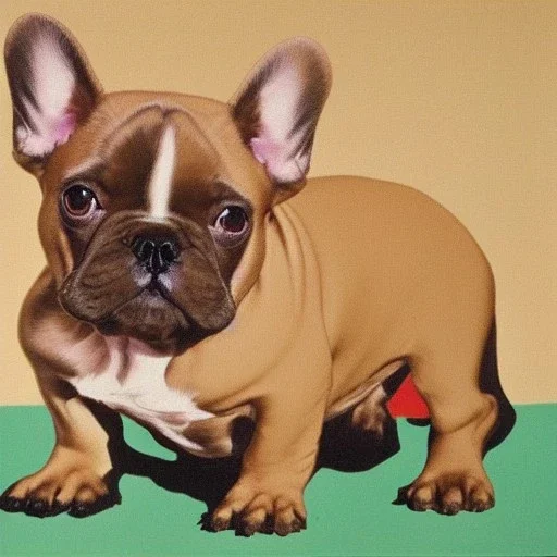 Portrait of a light brown french bulldog by warhol