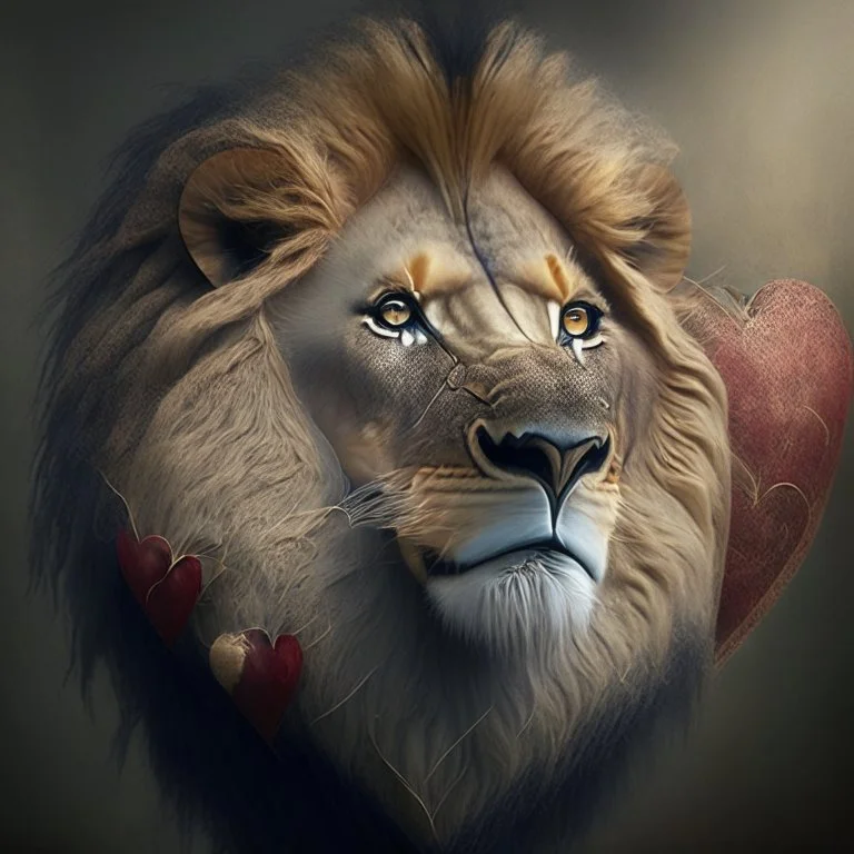 realistic lion heart