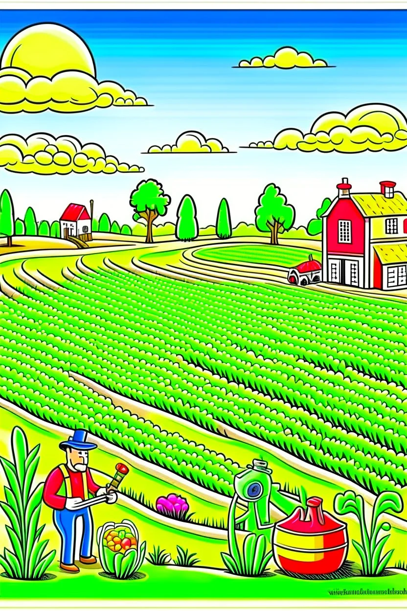 hand painted smart farming cartoon poster