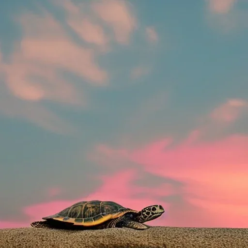 turtle and pink sky