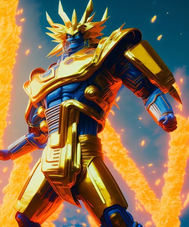 Goku, metal golden leg armor, defined muscles, no shirt, soft light atmosphere, light effect，vaporwave colorful, concept art, smooth, extremely sharp detail, finely tuned detail, ultra high definition, 8 k, unreal engine 5, ultra sharp focus