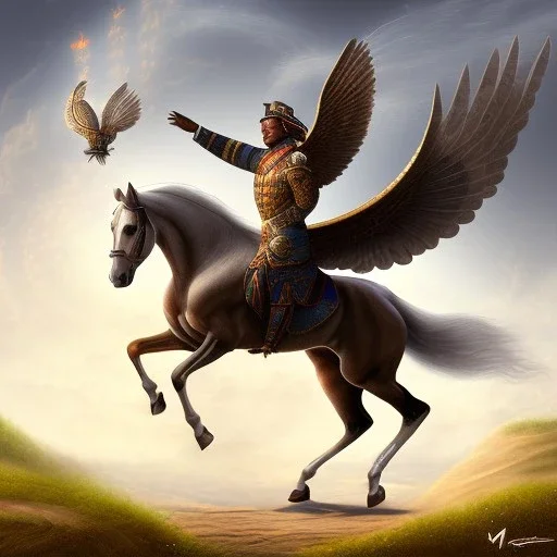 Historical moment horse with wings