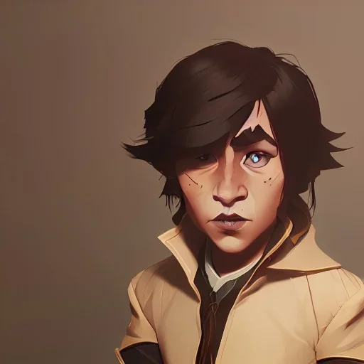 Portrait of a handsome brown haired little warlock kid by Nick Harris