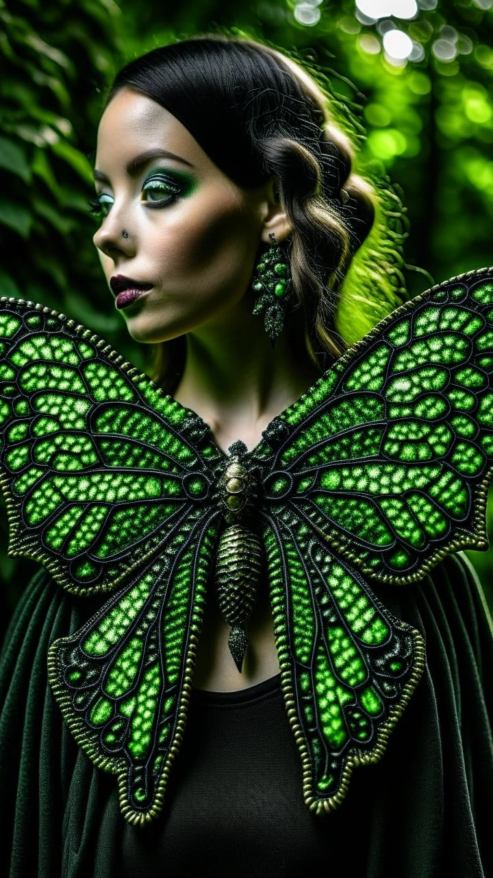 metal gothic green moth wings