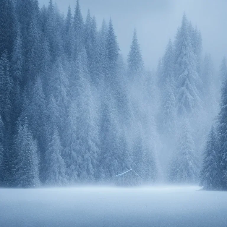 winter landscape, ice field, crystals, surreal, dreamlike, foggy, lost in the woods