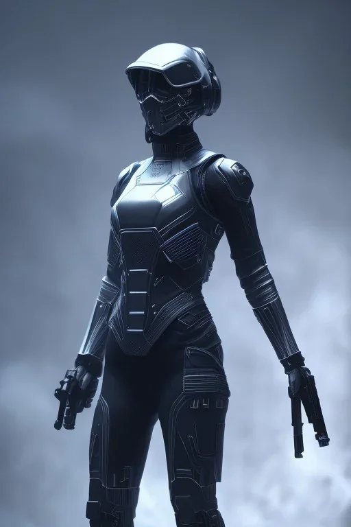 All Black suit Ana de Armas soldier, ghost, wearing high tech mask, white smoke, dark, rage, sorrow, high definition, ultra 8 k, volumetric lighting, blue fire, fog