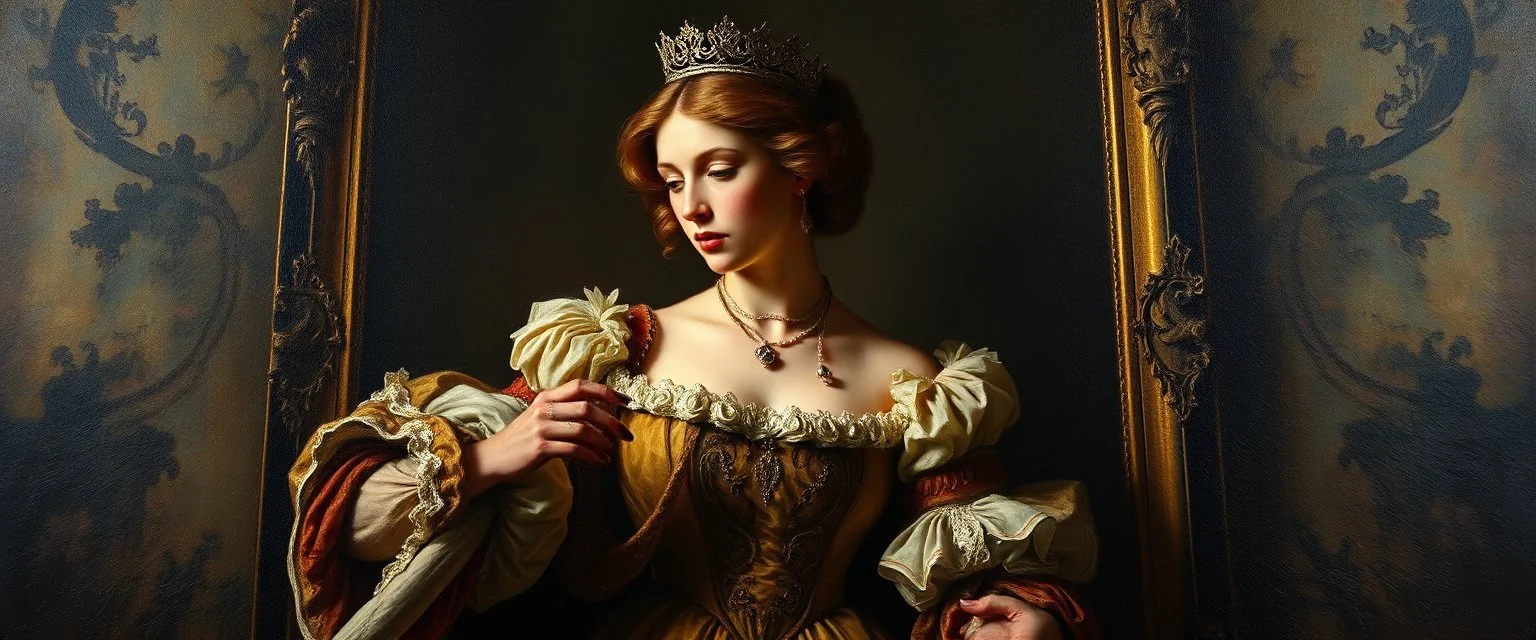 master oil painting by Rembrandt,every womans nightmare, a princess steal everything