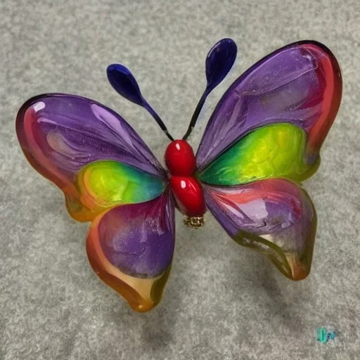 Бабочка красавица на радуге в стекле