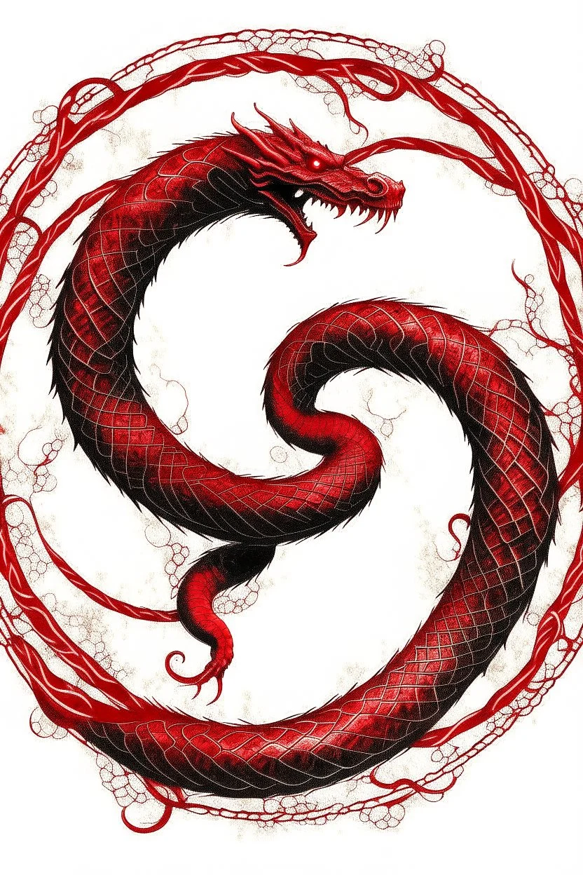 ouroboros made of red ink