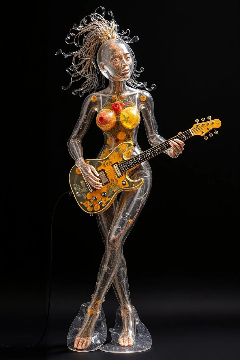 The whole body of Maniquí de glassy Artist mader playing the guitar