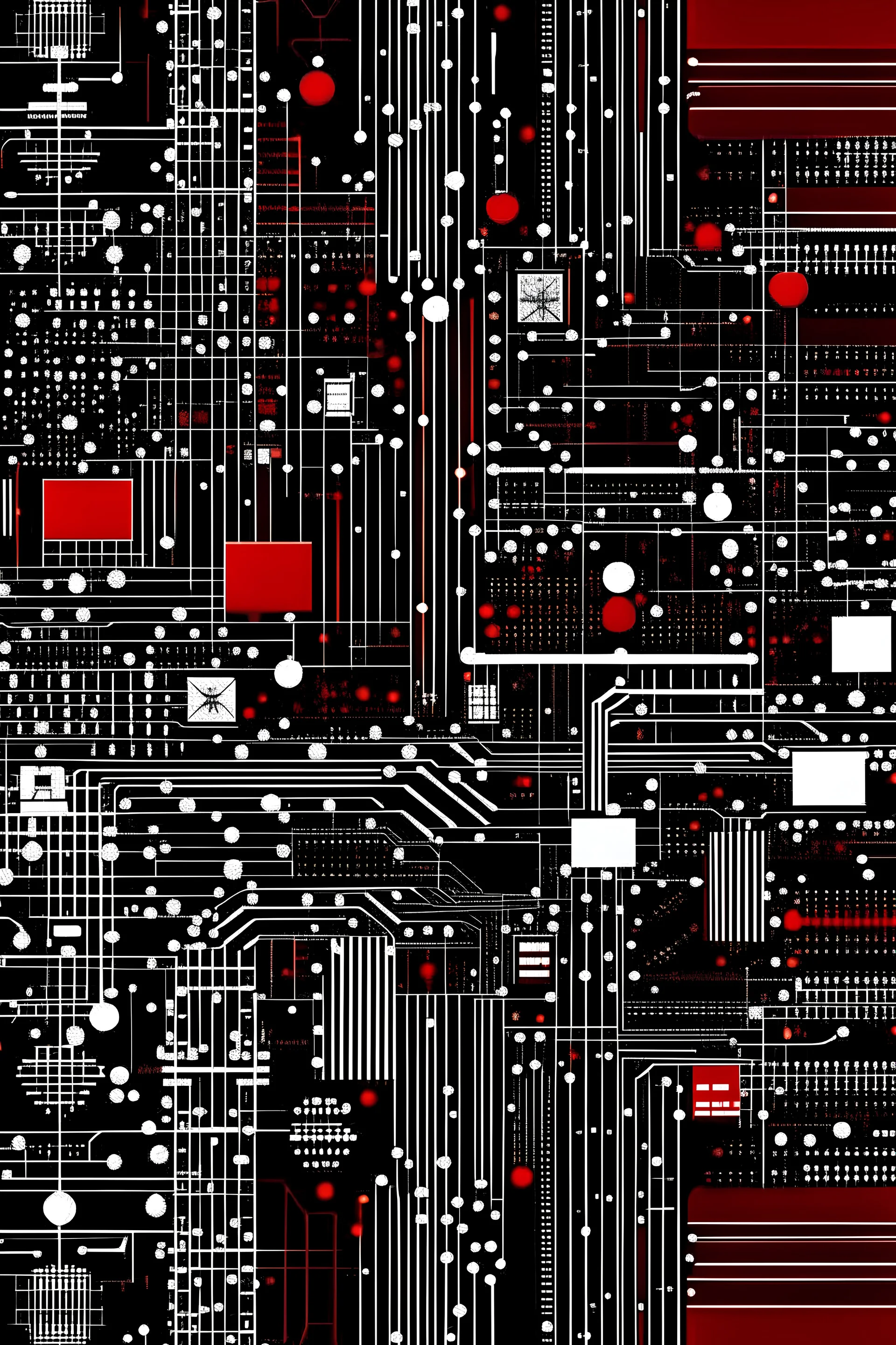 Christmas card in the style of information technology red, white and black