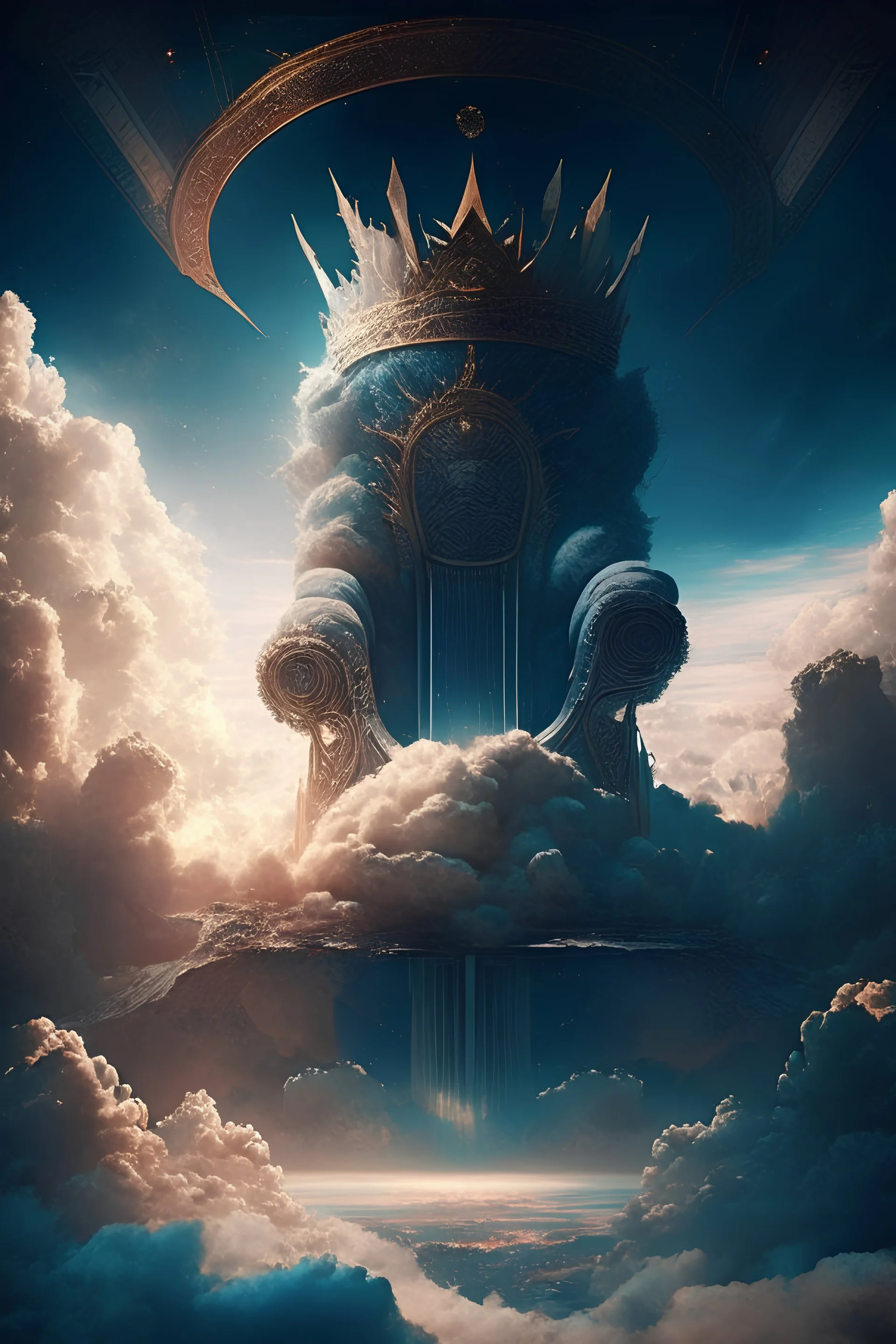 A mighty giant throne whose size exceeds the heavens and the earth is very great