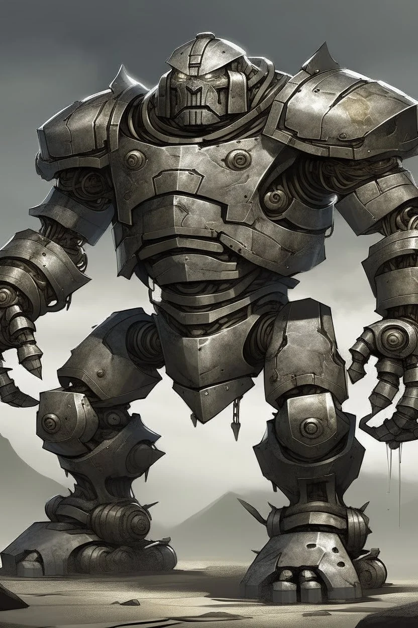A fantasy golem made of iron
