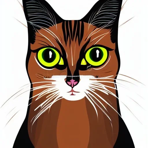 NFT art portrait of a cat character with big eyes, a beautiful tri-colored female cat, vector image