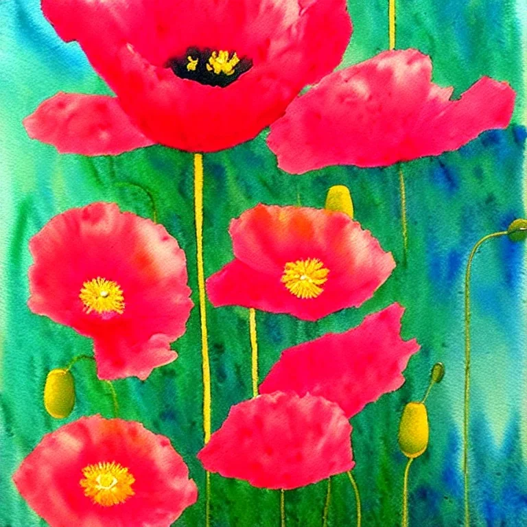 poppy in the style of a watercolour