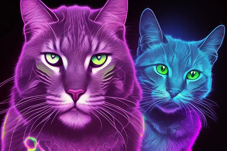 Black light art, neon cat