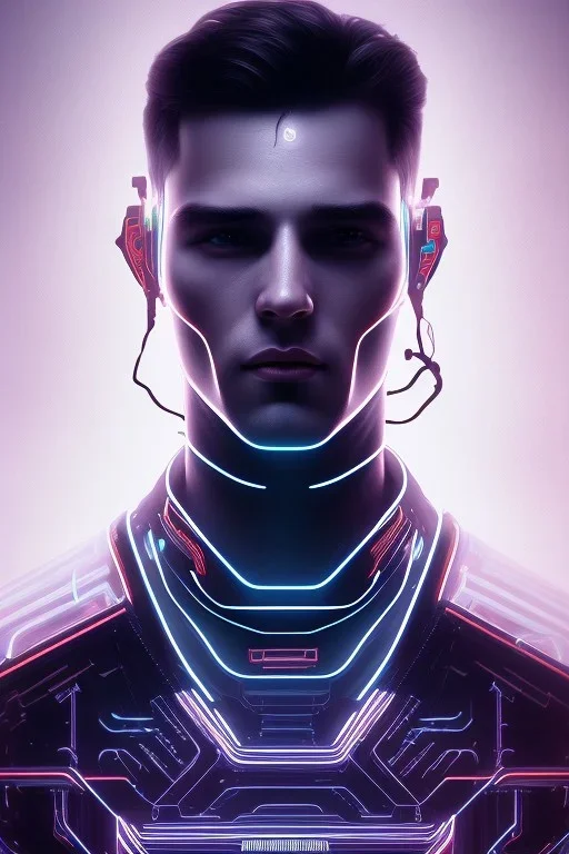 cyberpunk, head, men, portrai, tron