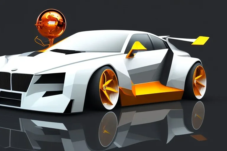 statue Supercar Vector 3d rendering Vector collage