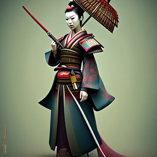 Beautiful geisha samurai