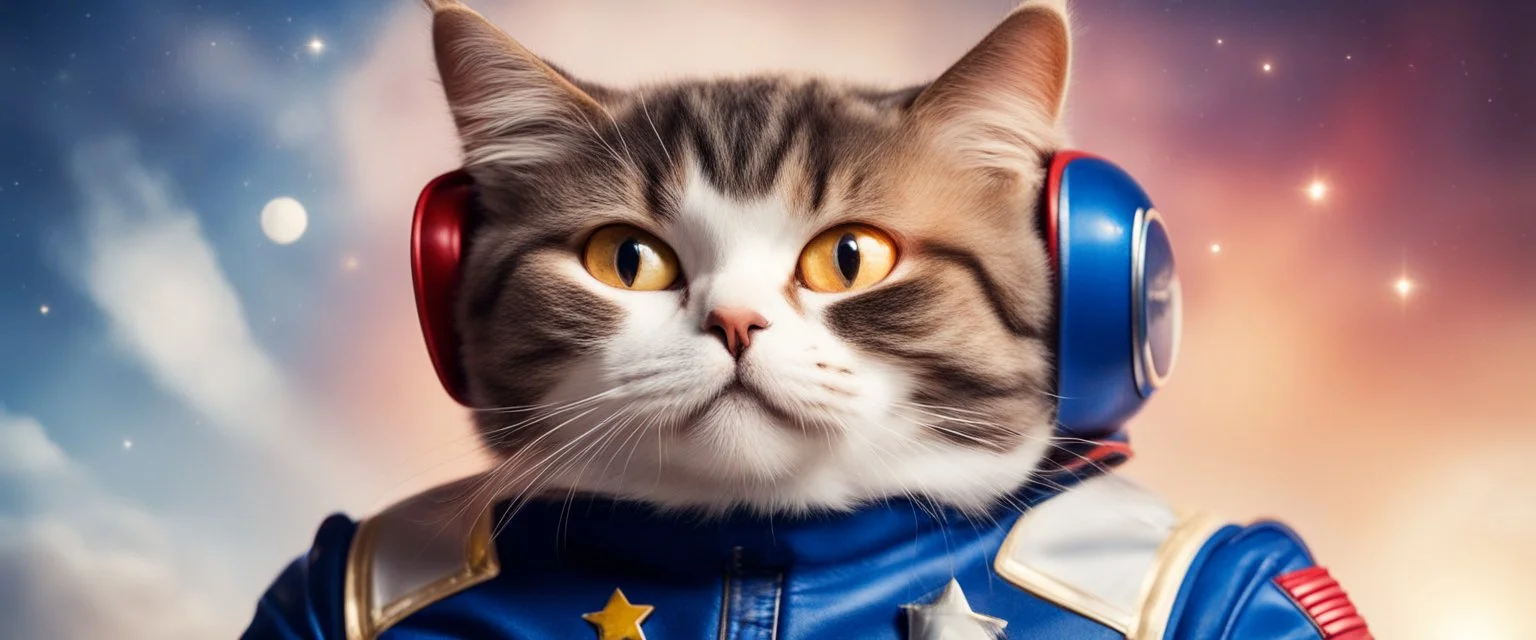 rocket ship cat captain looking fierce