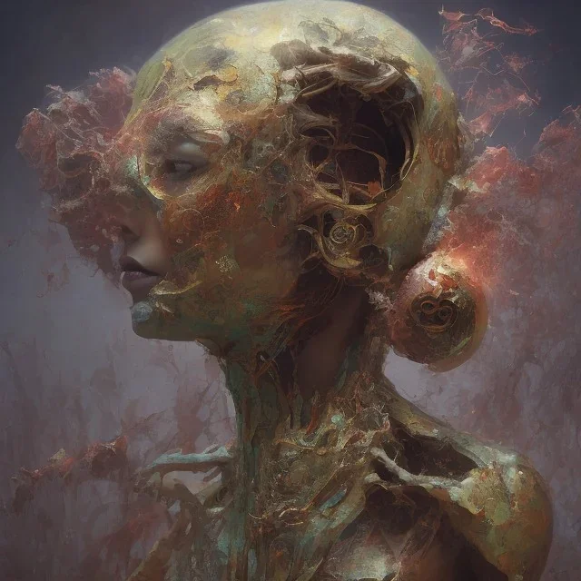 superhero, woman. oil on canvas, volumetric lighting, beksinski