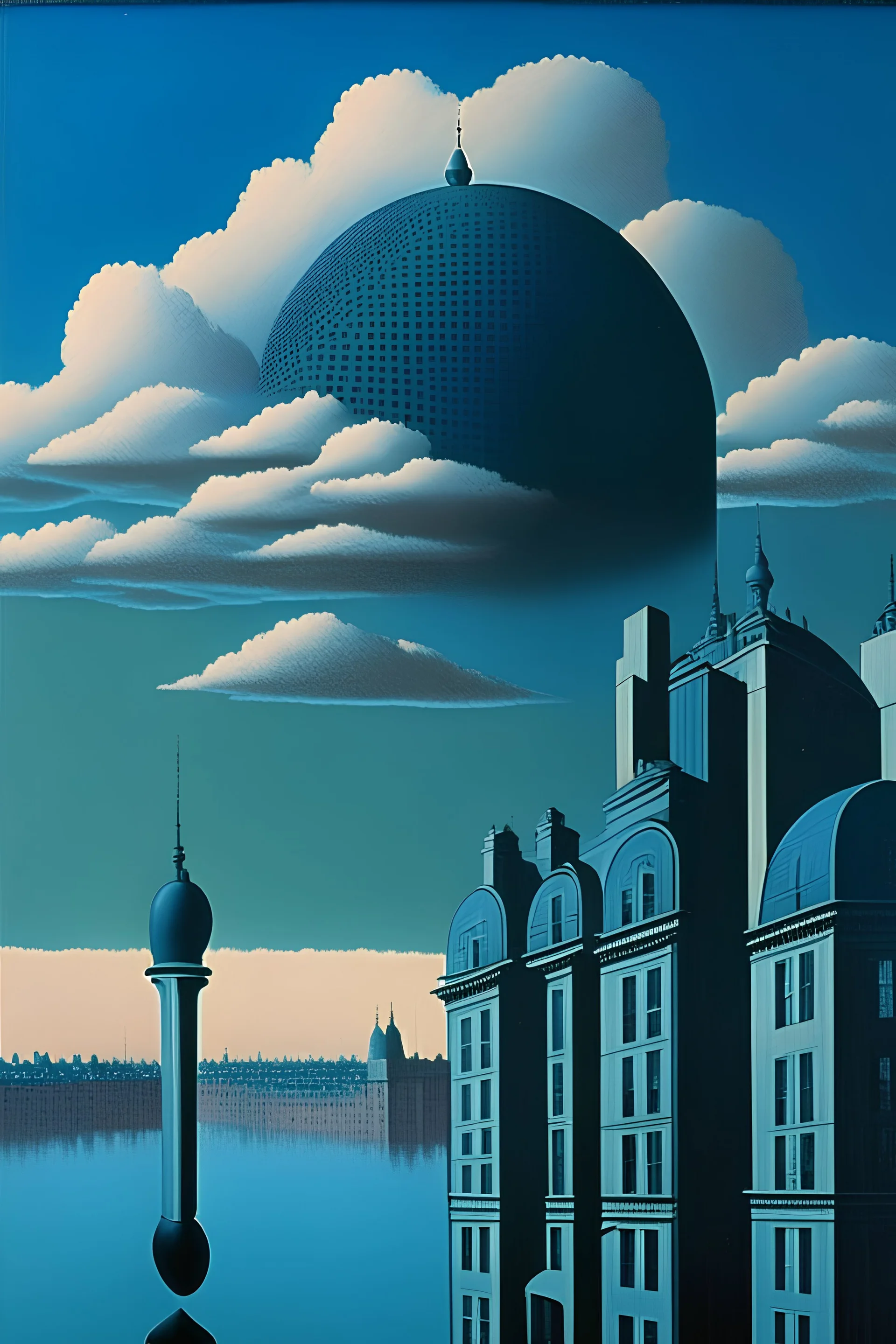 futuristic stockholm view by rené magritte