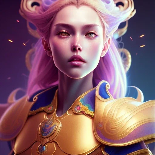 Caineghis Fire Emblem, concept art portrait by Greg Rutkowski, lisa frank fantasy, detailed matte painting, yoji shinkawa dreamscape, fenghua zhong, mystical colors, Golden hour, beeple, neon pastel color palette, beautiful colorful interesting detailed storybook fantasy