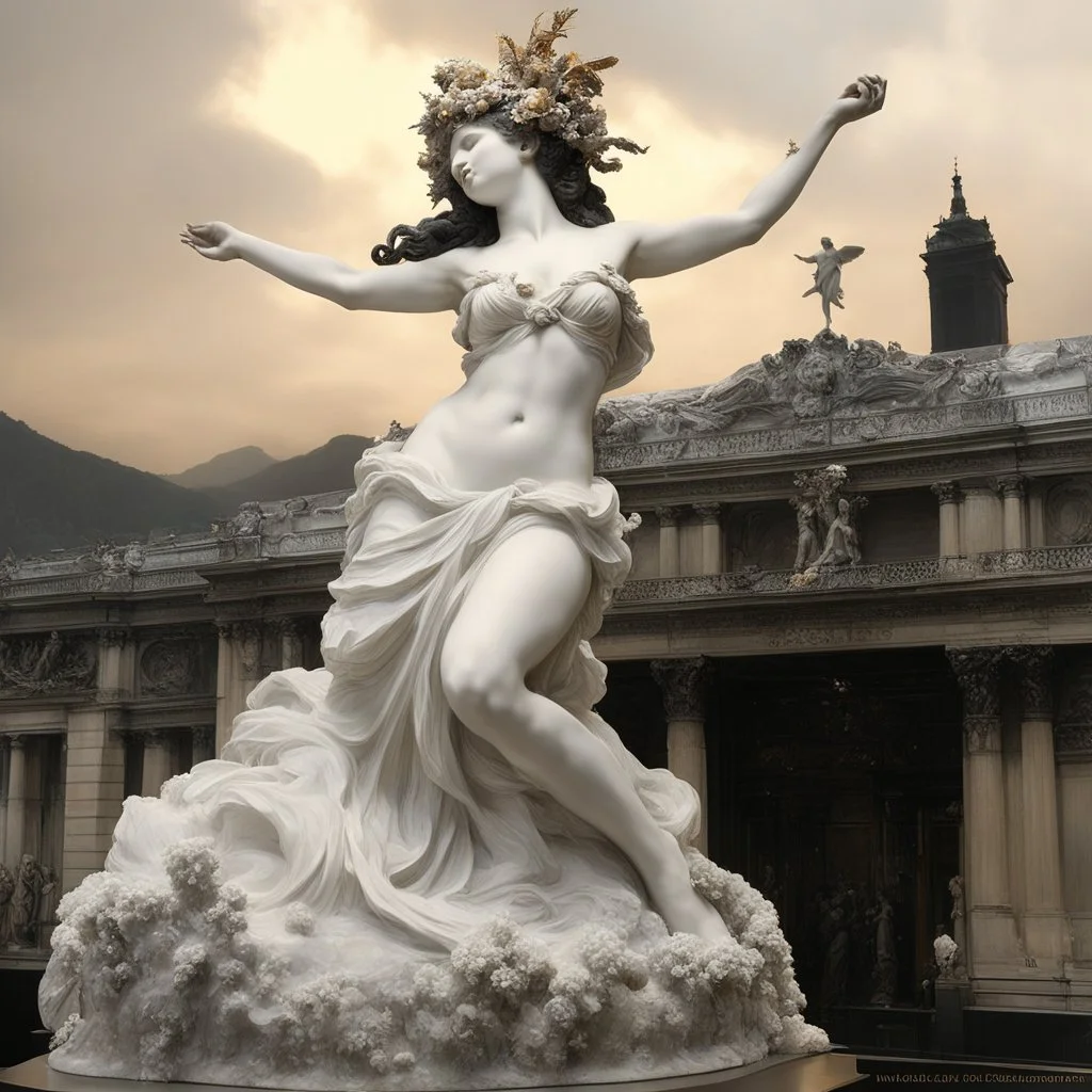 After "Bacchante" by Albert-Ernest Carrier-Belleuse, 1863. Musee d'Orsay, Paris Model: insane god/deiced art over a volcano