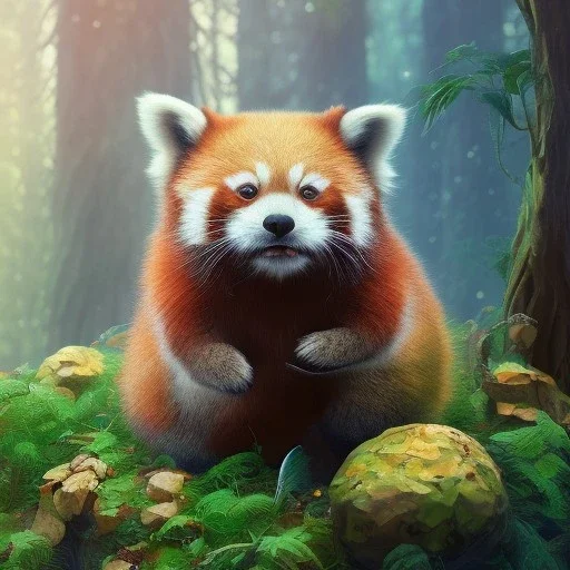 pixar art style of cute red panda baby in natural environment, monotone color, full body, by mobeius, au naturel, hyper detailed, digital art, trending in artstation, cinematic lighting, studio quality, smooth render, unreal engine 5 rendered, octane rendered, art style by klimt and nixeu and ian sprigger and wlop and krenz cushart