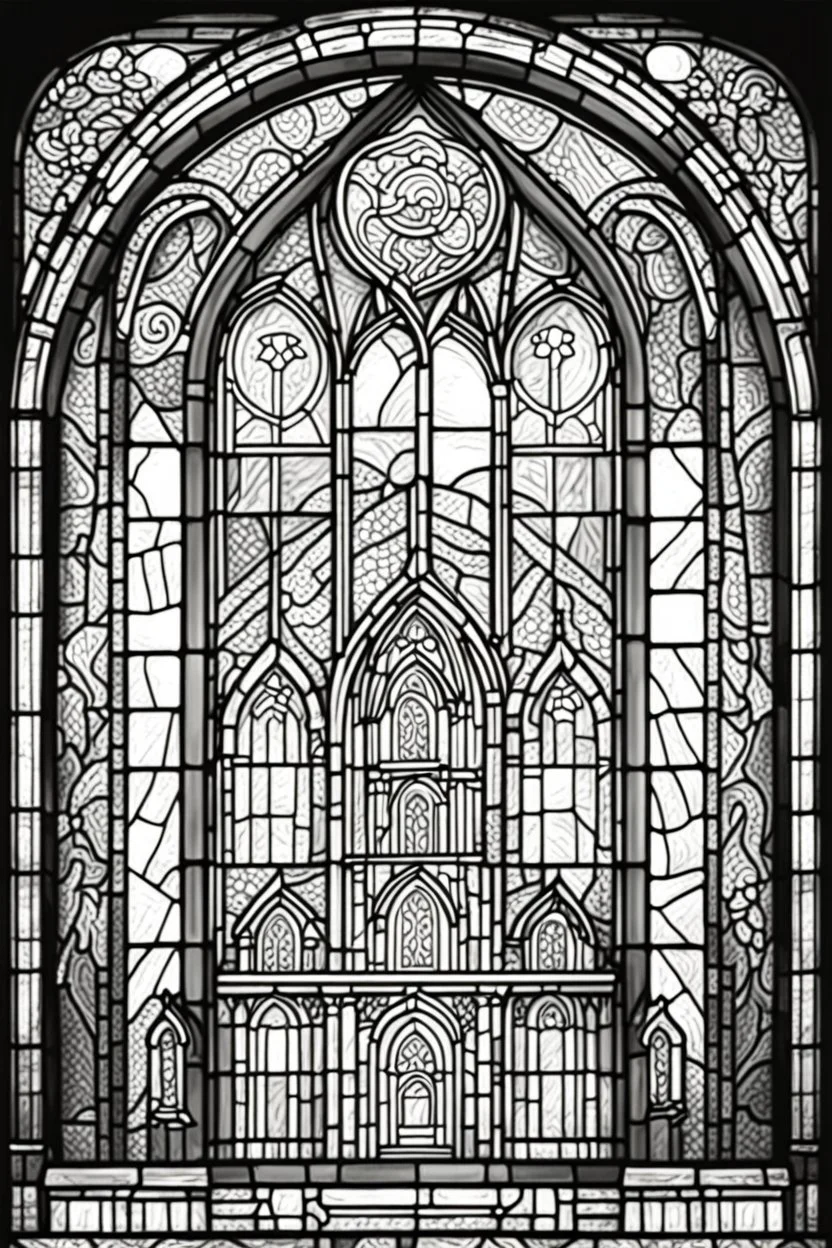 kids coloring page, stained glass church window, cartoon style, thick lines, low detail, no shading